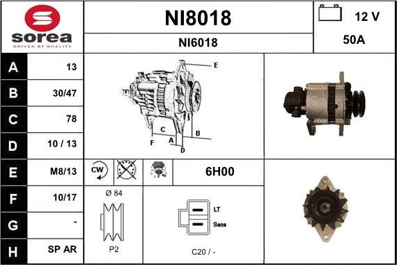 SNRA NI8018 - Alternator autospares.lv