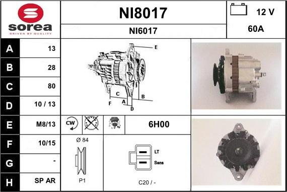 SNRA NI8017 - Alternator autospares.lv