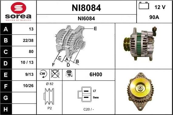 SNRA NI8084 - Alternator autospares.lv