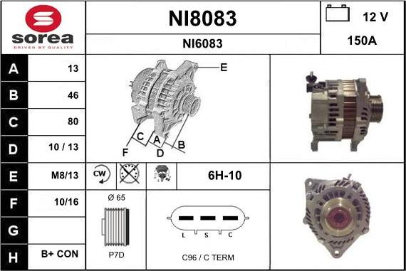 SNRA NI8083 - Alternator autospares.lv