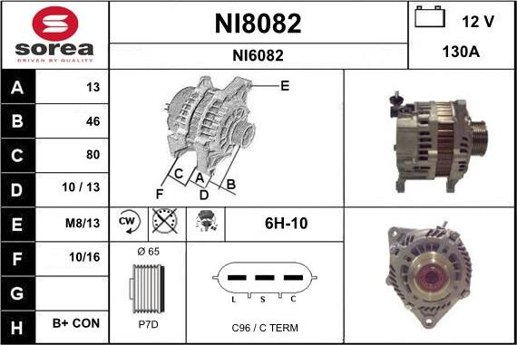 SNRA NI8082 - Alternator autospares.lv