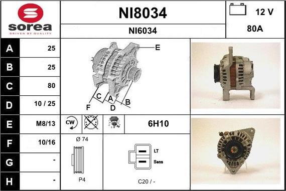 SNRA NI8034 - Alternator autospares.lv