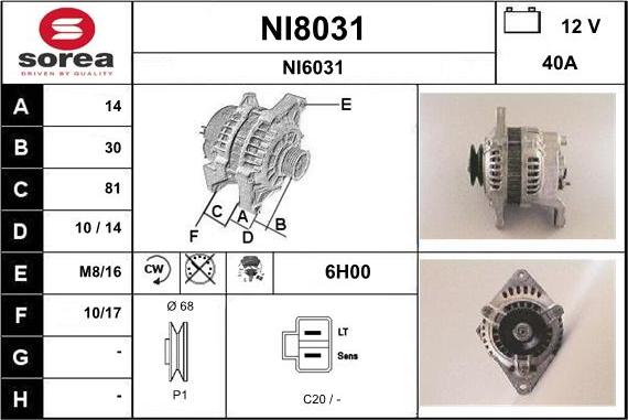 SNRA NI8031 - Alternator autospares.lv