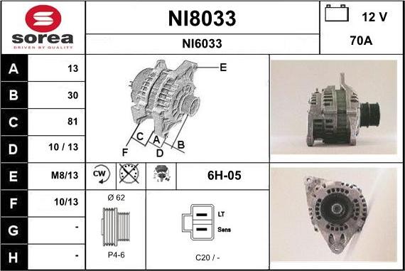 SNRA NI8033 - Alternator autospares.lv