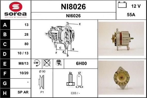 SNRA NI8026 - Alternator autospares.lv