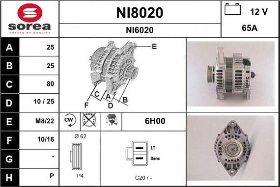 SNRA NI8020 - Alternator autospares.lv