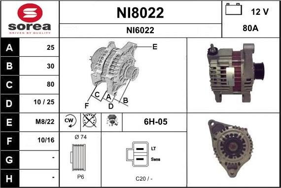 SNRA NI8022 - Alternator autospares.lv