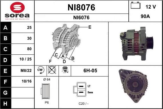 SNRA NI8076 - Alternator autospares.lv