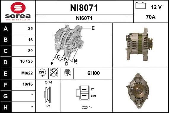 SNRA NI8071 - Alternator autospares.lv