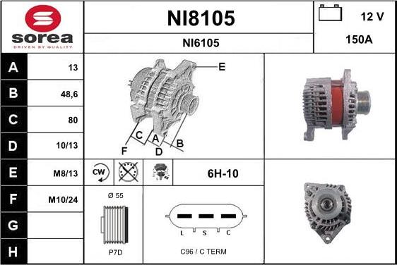 SNRA NI8105 - Alternator autospares.lv