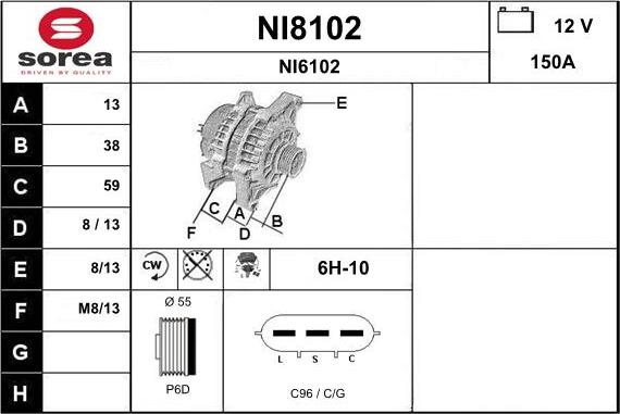 SNRA NI8102 - Alternator autospares.lv