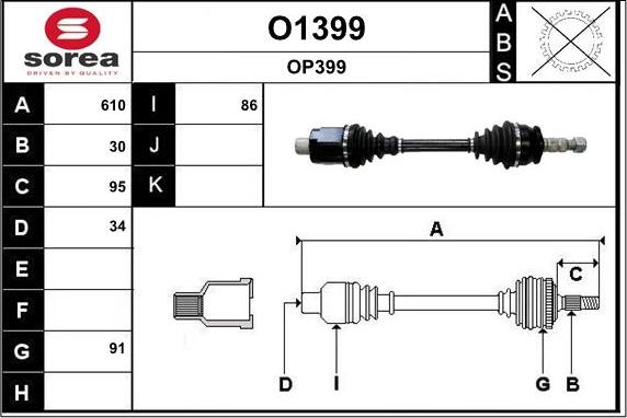 SNRA O1399 - Drive Shaft autospares.lv