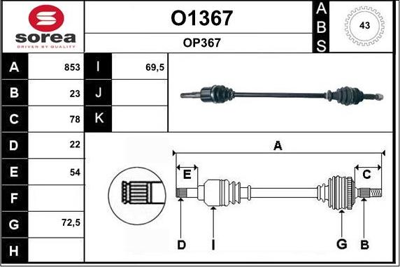 SNRA O1367 - Drive Shaft autospares.lv