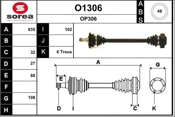 SNRA O1306 - Drive Shaft autospares.lv