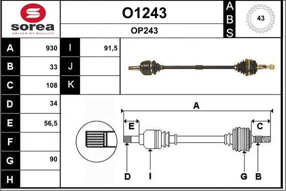 SNRA O1243 - Drive Shaft autospares.lv