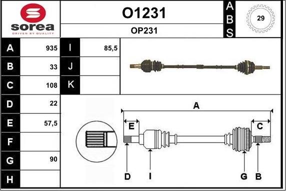 SNRA O1231 - Drive Shaft autospares.lv