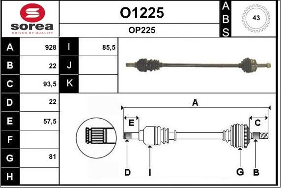 SNRA O1225 - Drive Shaft autospares.lv