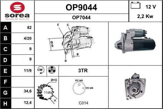 SNRA OP9044 - Starter autospares.lv