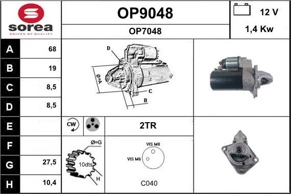 SNRA OP9048 - Starter autospares.lv