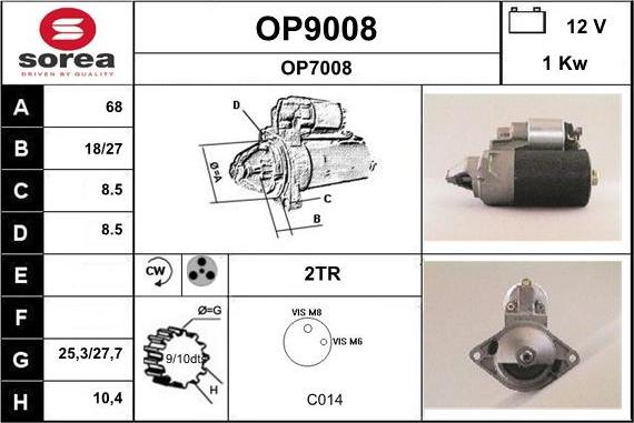 SNRA OP9008 - Starter autospares.lv