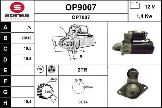 SNRA OP9007 - Starter autospares.lv