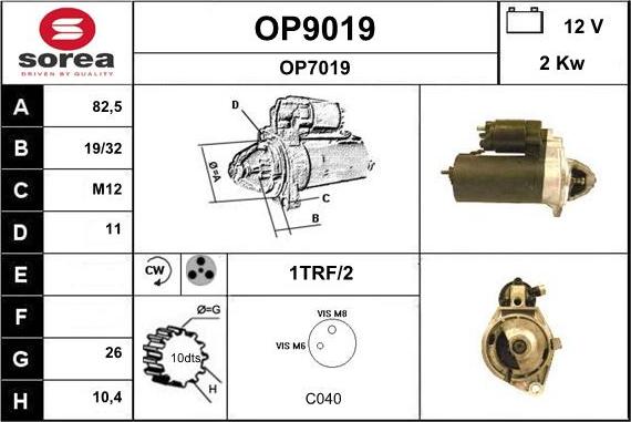 SNRA OP9019 - Starter autospares.lv