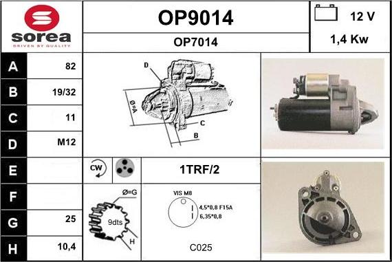 SNRA OP9014 - Starter autospares.lv