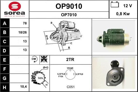 SNRA OP9010 - Starter autospares.lv