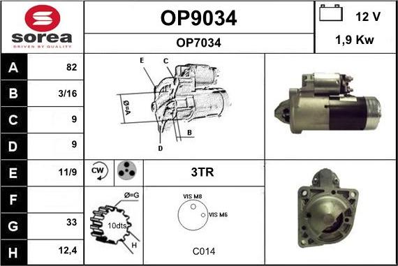 SNRA OP9034 - Starter autospares.lv