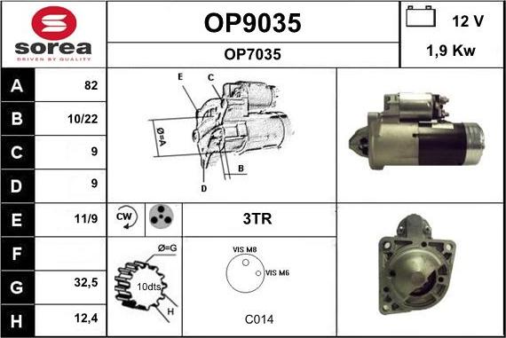 SNRA OP9035 - Starter autospares.lv