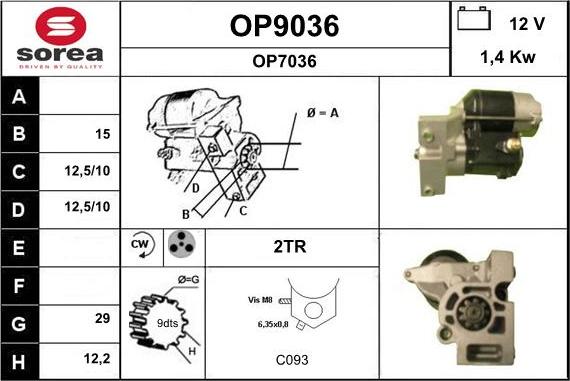 SNRA OP9036 - Starter autospares.lv