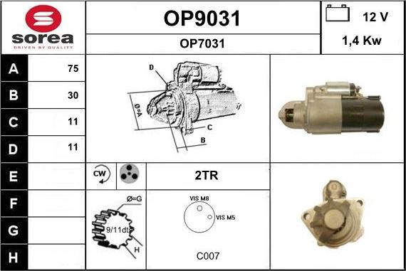 SNRA OP9031 - Starter autospares.lv