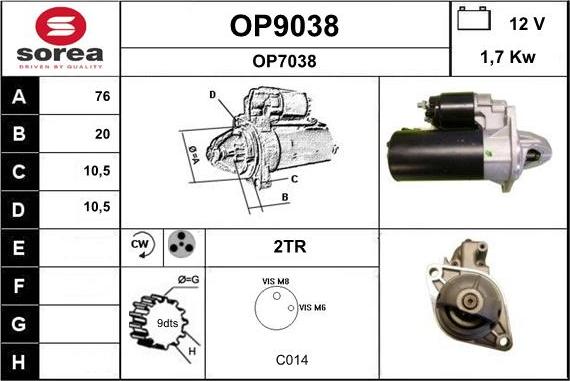 SNRA OP9038 - Starter autospares.lv