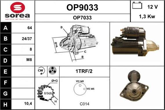 SNRA OP9033 - Starter autospares.lv