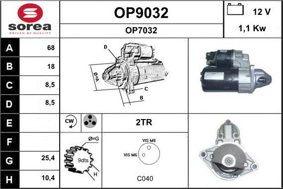 SNRA OP9032 - Starter autospares.lv