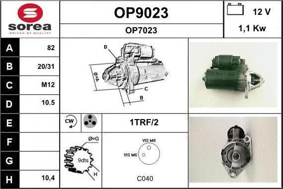 SNRA OP9023 - Starter autospares.lv