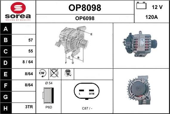 SNRA OP8098 - Alternator autospares.lv