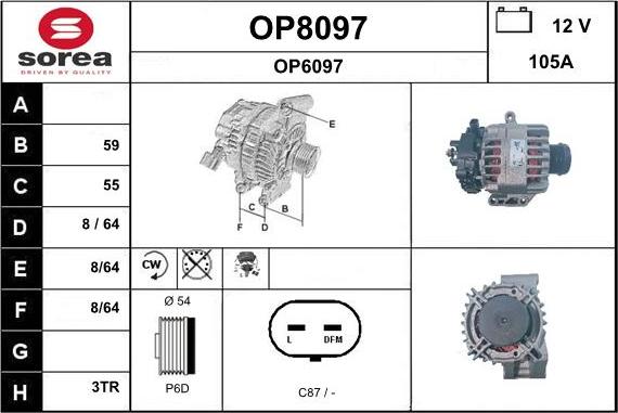 SNRA OP8097 - Alternator autospares.lv