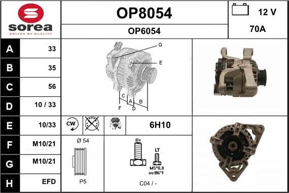 SNRA OP8054 - Alternator autospares.lv