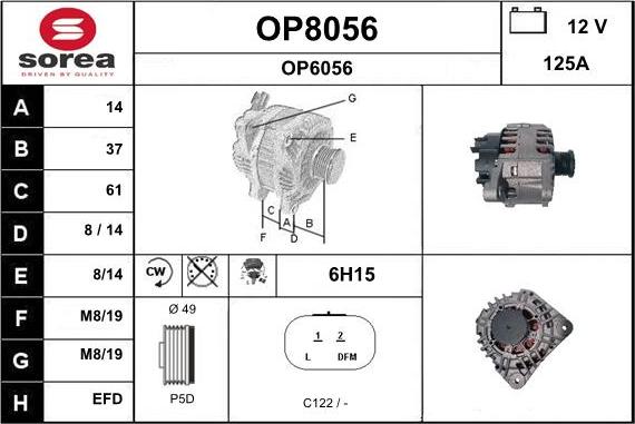 SNRA OP8056 - Alternator autospares.lv