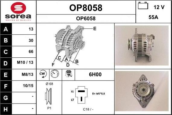 SNRA OP8058 - Alternator autospares.lv
