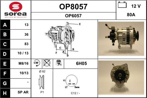 SNRA OP8057 - Alternator autospares.lv