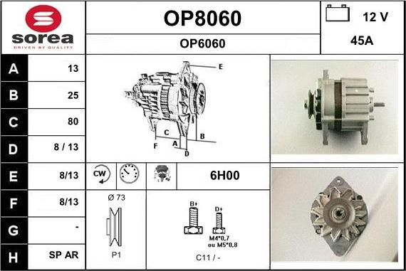 SNRA OP8060 - Alternator autospares.lv