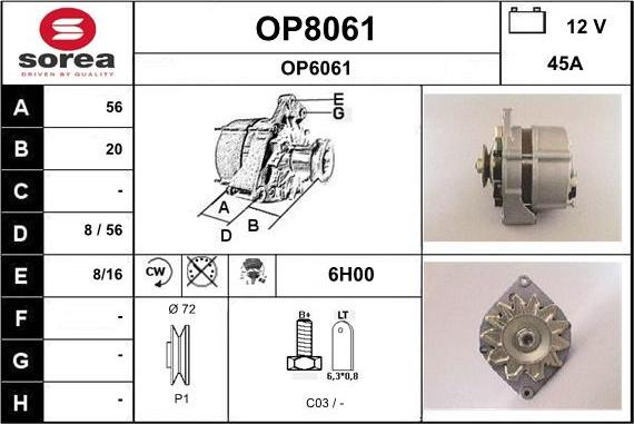 SNRA OP8061 - Alternator autospares.lv