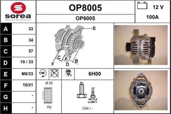 SNRA OP8005 - Alternator autospares.lv