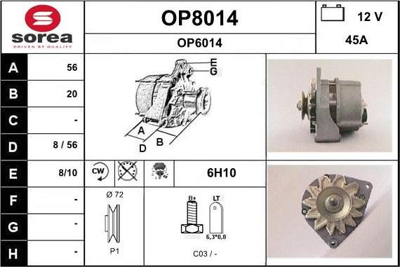 SNRA OP8014 - Alternator autospares.lv