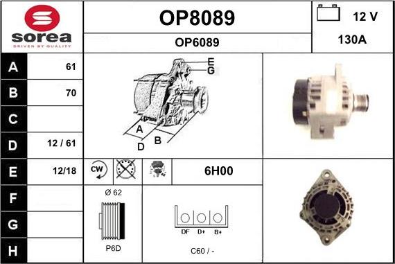 SNRA OP8089 - Alternator autospares.lv