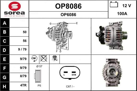 SNRA OP8086 - Alternator autospares.lv