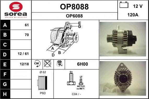 SNRA OP8088 - Alternator autospares.lv