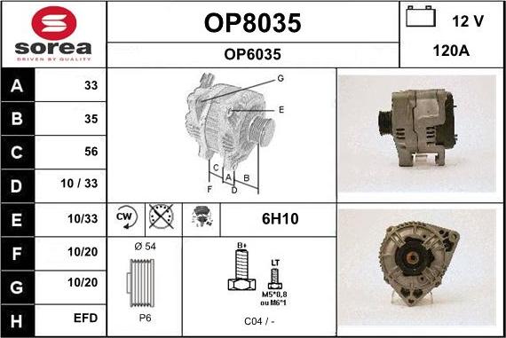 SNRA OP8035 - Alternator autospares.lv